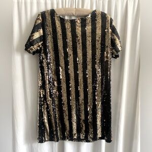 Black and gold sequin mini